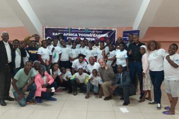 Dr David N Jones with young carers’ in East Africa Young Carers Festival