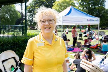 Health visitor at breastfeeding picnic