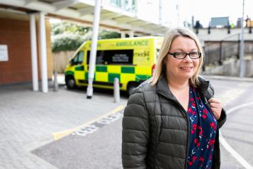 Woman leaving hospital